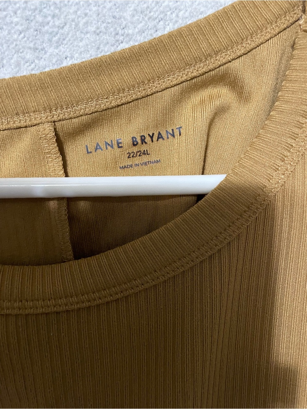 Lane Bryant Ribbed Crewneck Tank in Mustard Gold, hunter green, purple, brown - Picture 2 of 8